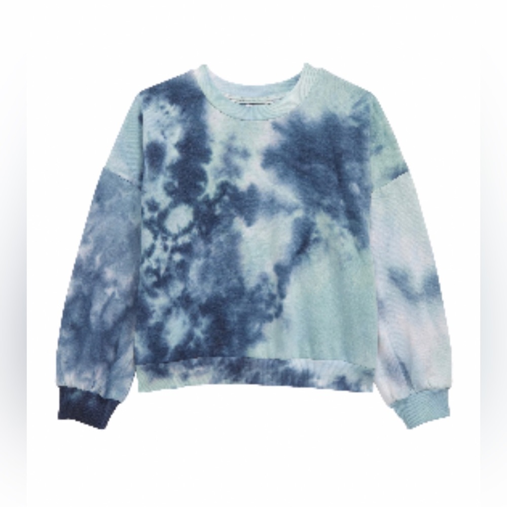 Love, Fire | Tie Dye Sweatshirt | Girls M (10-12) | Blue Tie Dye